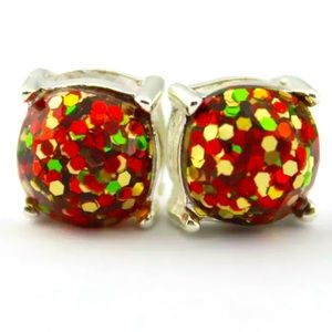 kate spade square glitter stud earrings